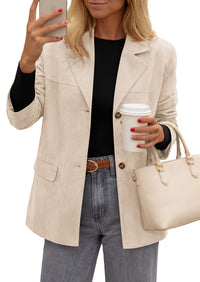 PRETTYGARDEN Women's Faux Suede Western Blazer Jacket | Notched Lapel Button Long Sleeve Oversized Business Casual Suit Jacket, Dressy Office Work Outerwear, 2026 Fall Clothing