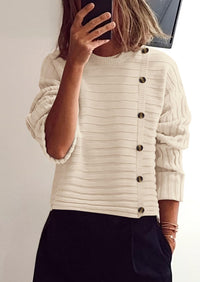 PRETTYGARDEN Womens Sweaters Fall Casual Long Sleeve Crewneck Button Loose Winter Knit Pullover Sweater Tops