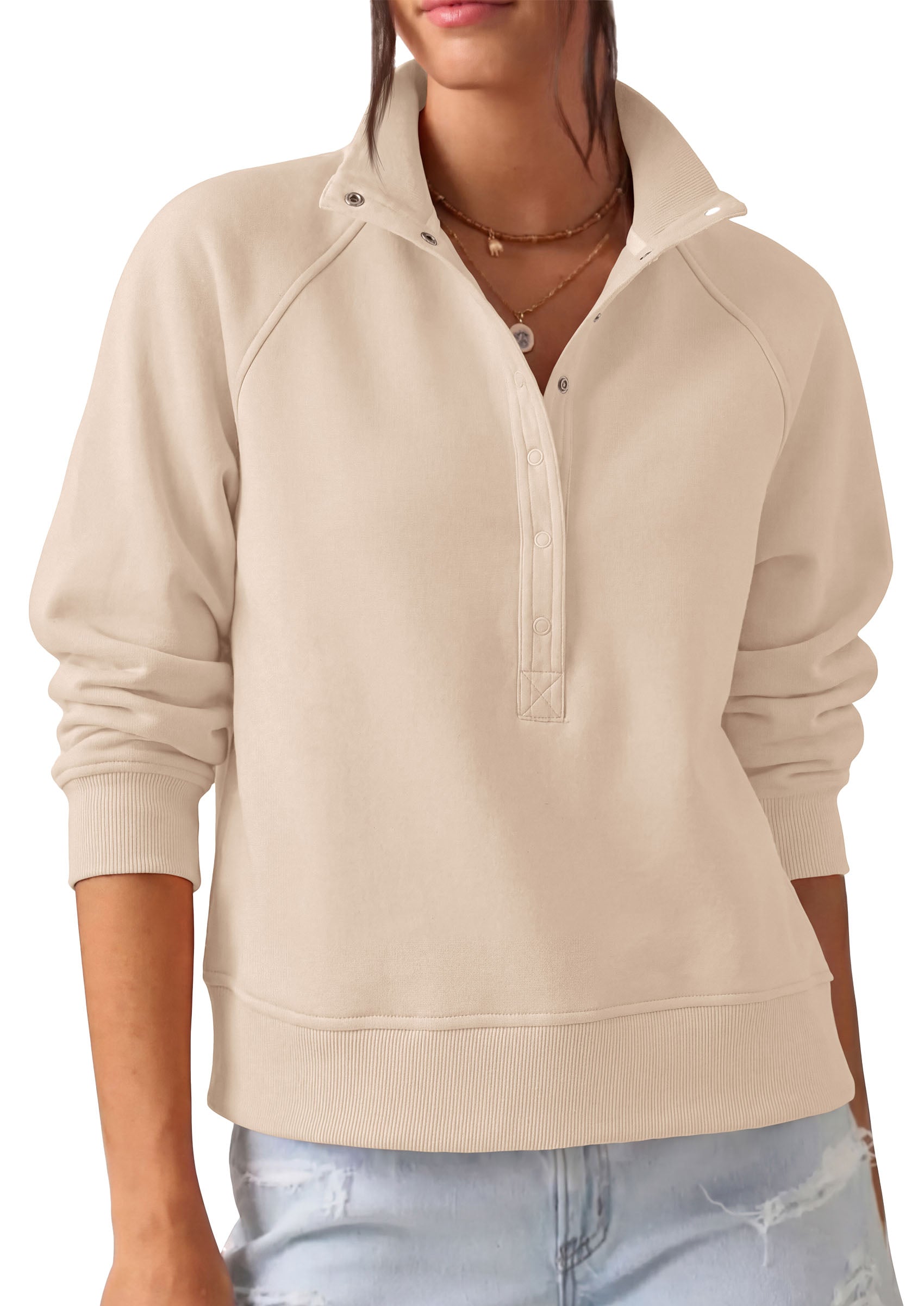 PRETTYGARDEN Women's Fall Trendy Oversized Sweatshirts | Comfy Ribbed Fabric, Raglan Long Sleeve Collared; Button Up Henley Pullover Blouse, Casual Workout Tops, Y2K Fashion Clothing
