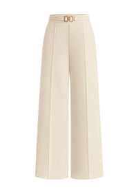 PRETTYGARDEN Women's High Waisted Dressy Casual Pants | Decoration Buckle,Front Seam Trousers with Pockets,Business Casual Outfits,Work Office Slacks,Daily Palazzo Pants All Season