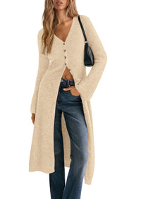 PRETTYGARDEN Women Long Cardigan Bell Sleeve Sweater Dress  Early Fall Fashion, V Neck Button Down Coats, Fit and Flare, Duster Sweater, Business Casual Outfits, Acrylic Cotton Blend
