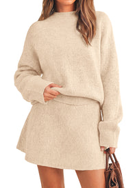 PRETTYGARDEN 2 Piece Sets For Women Sweater Mini Skirt Set
