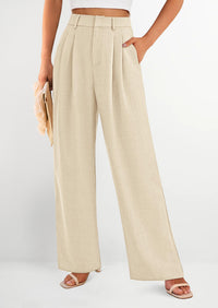 PRETTYGARDEN Women's Summer Elastic High Waisted Work Pants Straight Leg Dressy Business Casual Trousers Slacks Pockets