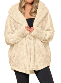 PRETTYGARDEN Women's Winter Warm Coats Hooded Faux Fur Sherpa Jacket  Fuzzy Fleece, Thumb Holes, Long Sleeve Pockets, Teddy Bear Jackets, Trendy Casual Fall Clothes, Holiday Going Out Outfits