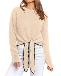 PRETTYGARDEN Casual Long Sleeve Strappy Sweaters for Women