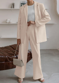 PRETTYGARDEN Women's Fall Two Piece Outfits Dressy Blazer Jacket and Wide Leg Pants Pockets Business Casual Office Suit Sets