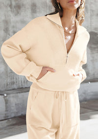 PRETTYGARDEN Women's 2 Piece Sweater Set Pullover Zip Up Sweatshirt Jogger Sweatpants Tracksuit Casual Outfit