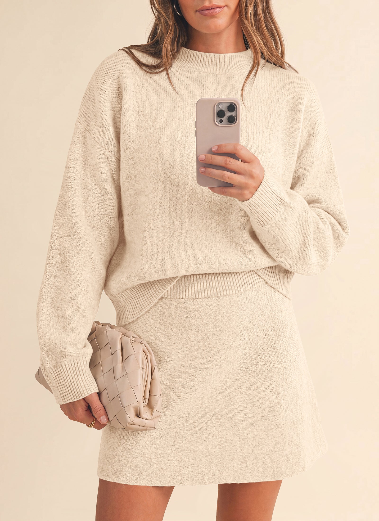 PRETTYGARDEN 2 Piece Sets For Women Sweater Mini Skirt Set