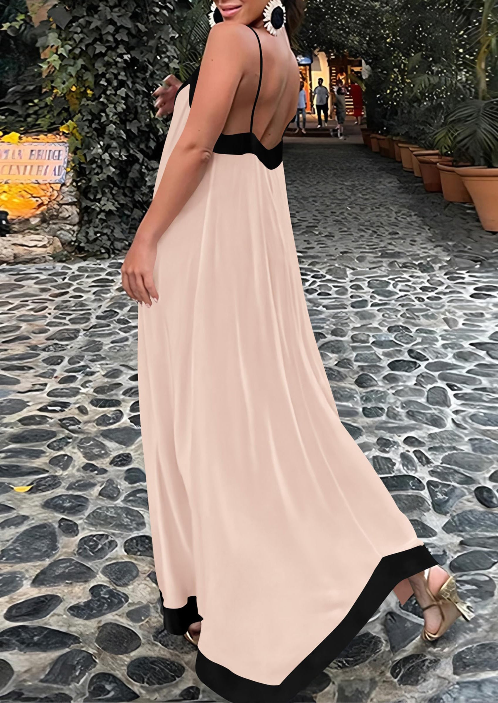 PRETTYGARDEN Women's Flowy Maxi Dress Summer Sleeveless V Neck Spaghetti Strap Elegant Wedding Party Dresses