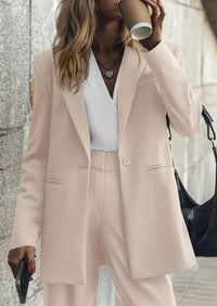 PRETTYGARDEN Women's Fall Two Piece Outfits Dressy Blazer Jacket and Wide Leg Pants Pockets Business Casual Office Suit Sets