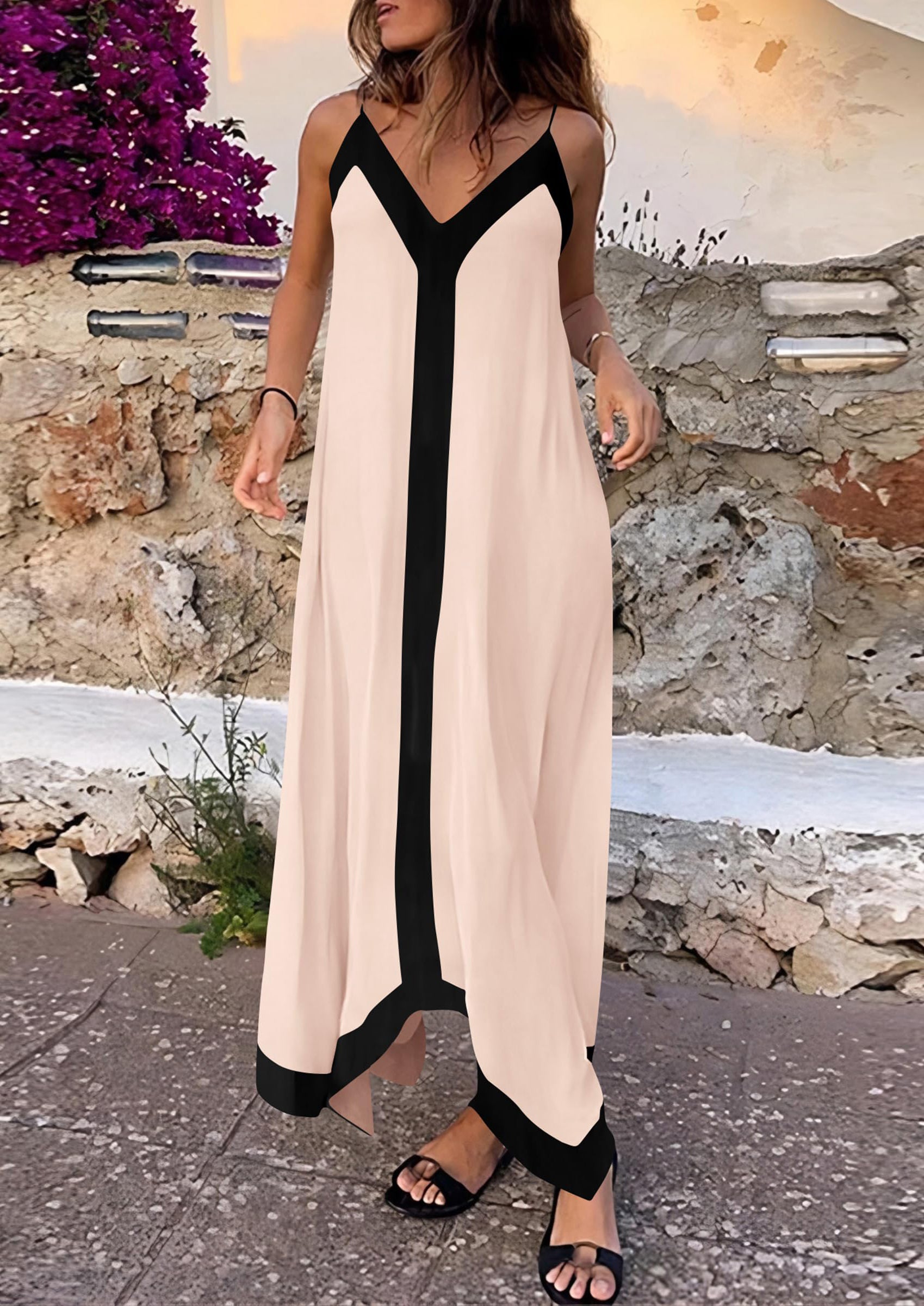 PRETTYGARDEN Women's Flowy Maxi Dress Summer Sleeveless V Neck Spaghetti Strap Elegant Wedding Party Dresses