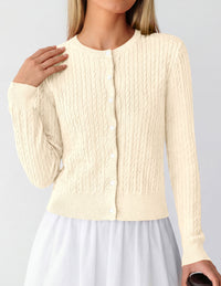 PRETTYGARDEN Women Lightweight Button Up Cardigan Sweaters | Soft Stretchy, Cozy Cable Knit, Long Sleeve Crew Neck, Trendy Cardigans, Cute Casual Outfits, Early Fall Fashion Clothing