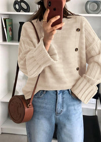 PRETTYGARDEN Womens Sweaters Fall Casual Long Sleeve Crewneck Button Loose Winter Knit Pullover Sweater Tops