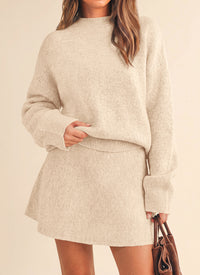 PRETTYGARDEN 2 Piece Sets For Women Sweater Mini Skirt Set