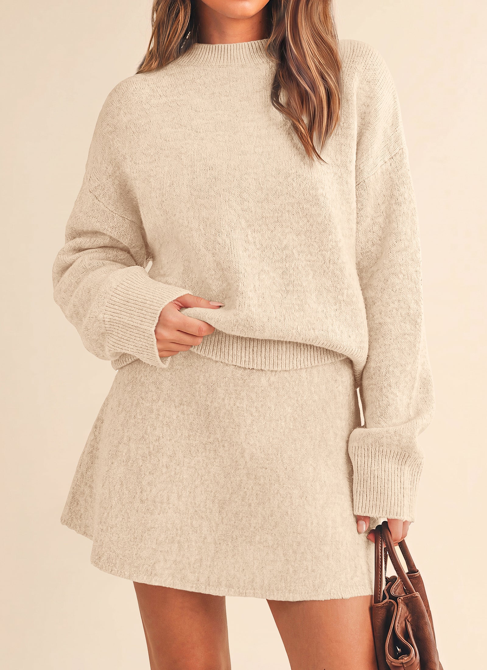 PRETTYGARDEN 2 Piece Sets For Women Sweater Mini Skirt Set