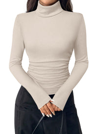 PRETTYGARDEN Turtleneck Tops for Women Long Sleeve Shirts | Slim Fitted Underscrub, Ribbed Knit Thermal Undershirts, 2026 Fall Casual Going Out Outfits, Base Layer Winter Clothes