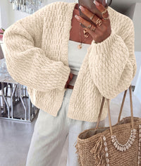 PRETTYGARDEN Women's Fall Cardigan Open Front Chunky Sweaters | Cozy Stretchy Knitwear, Long Sleeve Drop Shoulder, Loose Fit Crochet Jacket, Trendy Holiday Outfits, Warm Winter Clothing