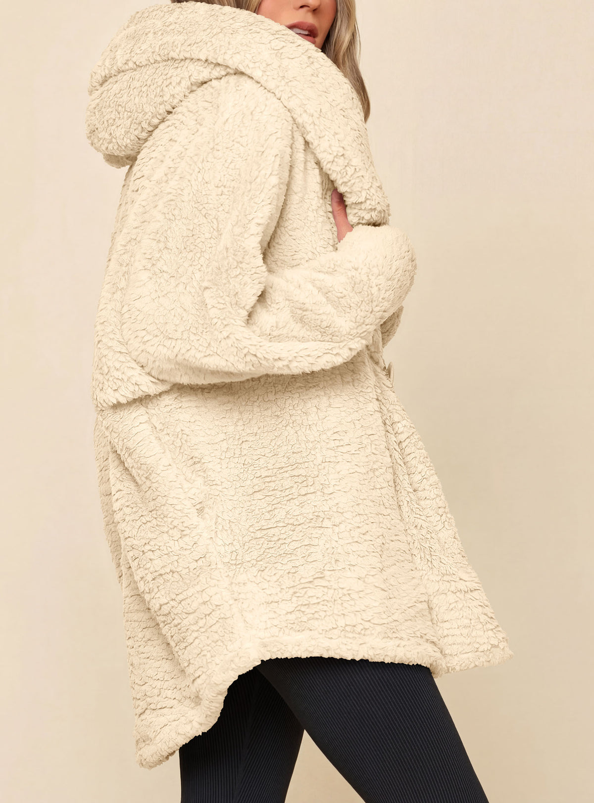 PRETTYGARDEN Women's Winter Warm Coats Hooded Faux Fur Sherpa Jacket  Fuzzy Fleece, Thumb Holes, Long Sleeve Pockets, Teddy Bear Jackets, Trendy Casual Fall Clothes, Holiday Going Out Outfits