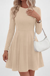 PRETTYGARDEN Women Basic Long Sleeve Crewneck Mini Dress