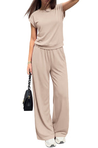 PRETTYGARDEN Women's Summer 2 Piece Lounge Sets 2026 Cap Sleeve Tops Wide Leg Pants Workout Sets Loose Casual Tracksuit PRETTYGARDEN