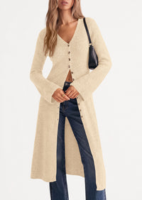 PRETTYGARDEN Women Long Cardigan Bell Sleeve Sweater Dress  Early Fall Fashion, V Neck Button Down Coats, Fit and Flare, Duster Sweater, Business Casual Outfits, Acrylic Cotton Blend