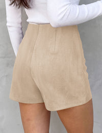 PRETTYGARDEN Fall Mini Skirts for Women 2026 Trendy High Waisted Asymmetrical Knit Suede Skirt Shorts Cute Y2k Outfits