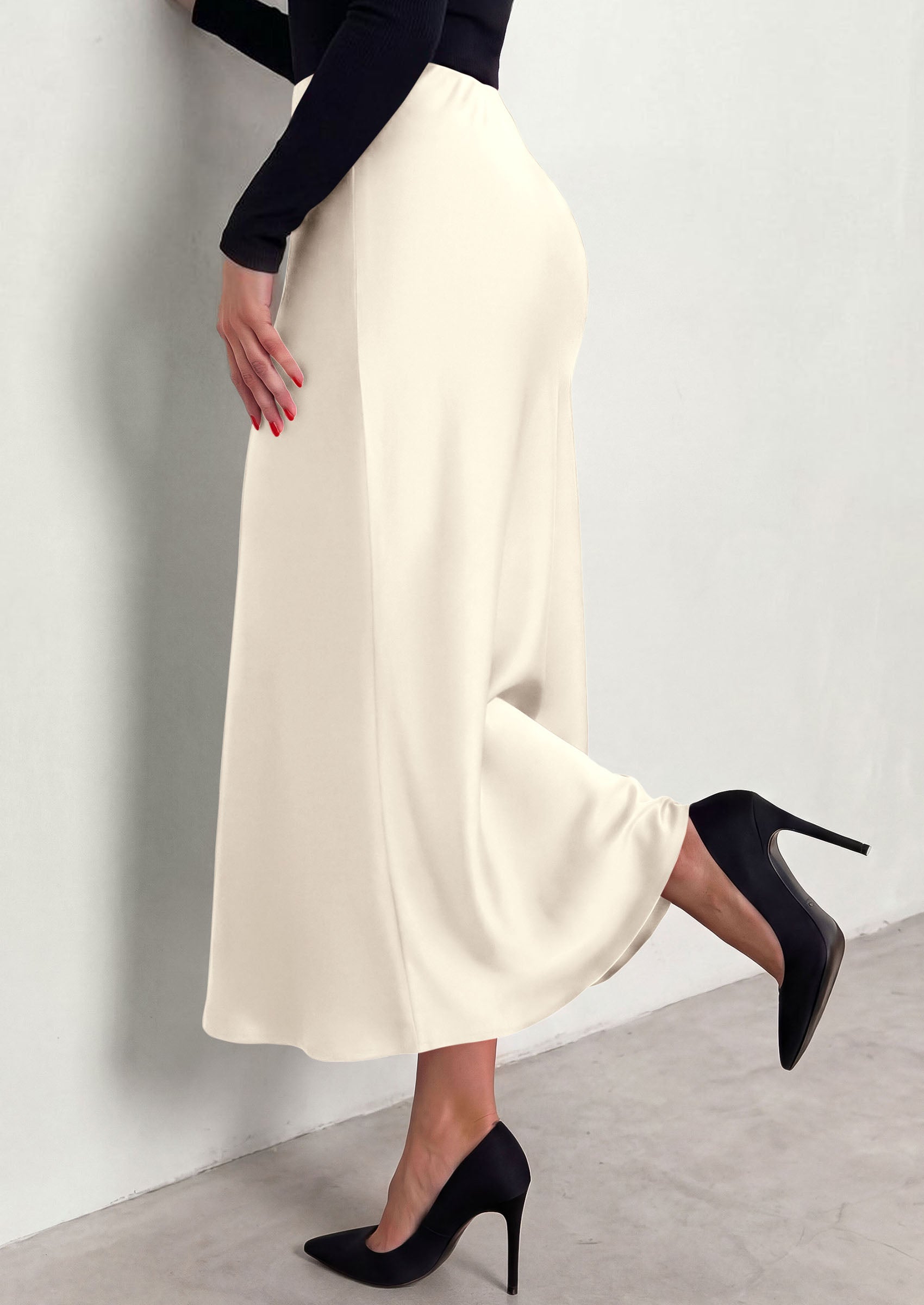 PRETTYGARDEN Women's 2026 Fall Fashion Maxi Long Skirts Trendy Silk Satin High Waisted A Line Mermaid Business Casual Outfits
