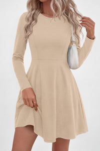 PRETTYGARDEN Women Basic Long Sleeve Crewneck Mini Dress