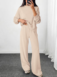 PRETTYGARDEN Womens 2 Piece Outfits Fall Sweatsuits Matching Lounge Sets  | Crewneck Long Sleeve Sweatshirt, Wide Leg Pants Sets with Pockets & Drawstring, Casual Tracksuit, Travel Airport Outfits 2026