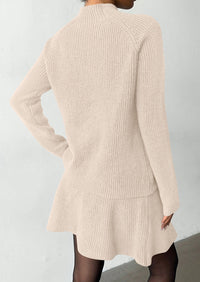 PRETTYGARDEN Women's Fall 2 Piece Outfits Matching Sweater Skirt Sets  Cozy Ribbed Knit, Raglan Long Sleeve, Crewneck Pullover, Elastic Waist A Line, Mini Short Skirts, Holiday Winter Clothing