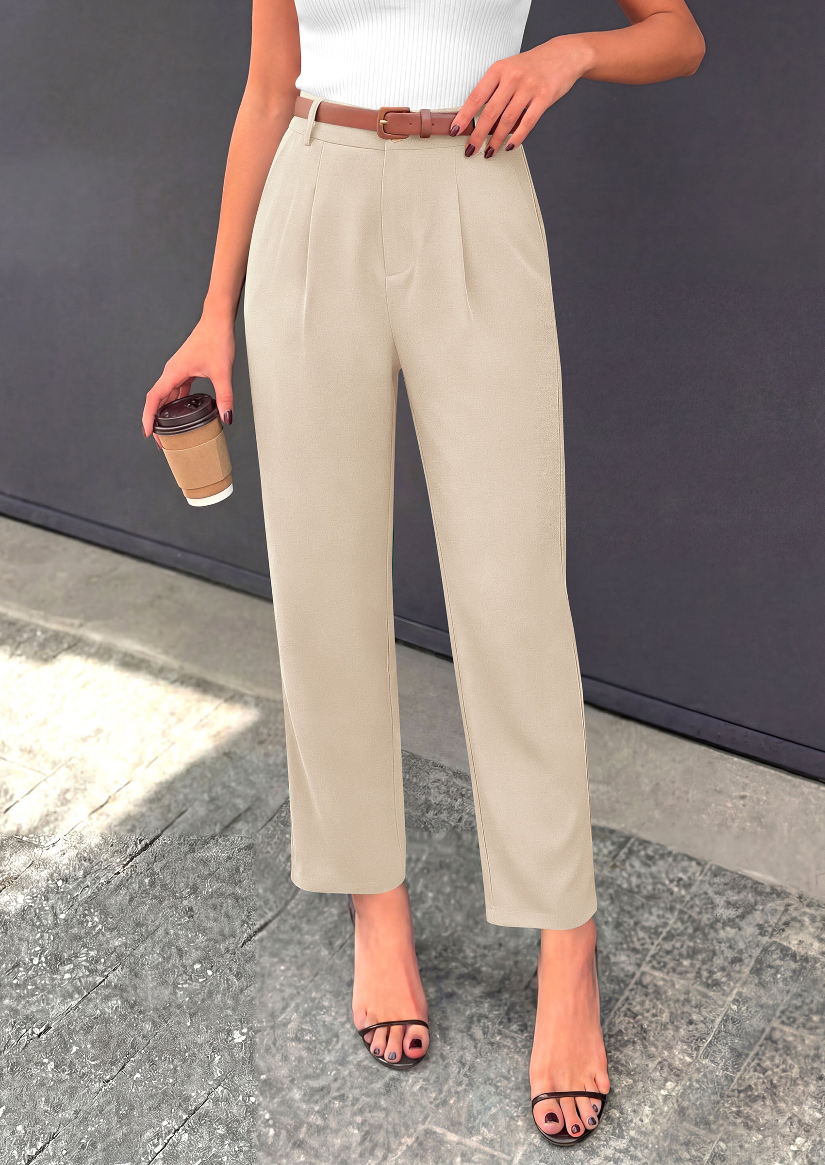 PRETTYGARDEN Womens Dress Pants Summer 2026 Work Clothes Tapered High Waisted Trousers Slacks Pockets Business Casual Outfits