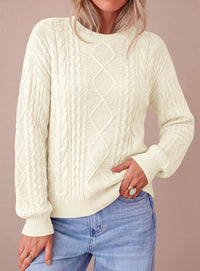 PRETTYGARDEN Womens Cable Knit Sweater Crewneck Pullover | Soft Ribbed Cuffs,Relaxed Fit Long Sleeve Sweaters,Chunky Diamond,Warm Layering,Comfy Daily Wear,Fall Winter Going out Top