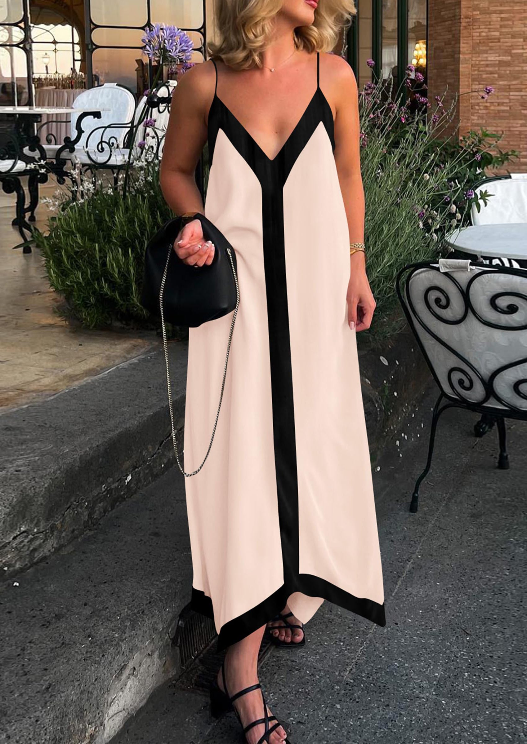 PRETTYGARDEN Women's Flowy Maxi Dress Summer Sleeveless V Neck Spaghetti Strap Elegant Wedding Party Dresses