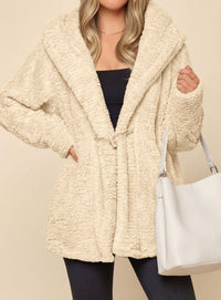 PRETTYGARDEN Women's Winter Warm Coats Hooded Faux Fur Sherpa Jacket  Fuzzy Fleece, Thumb Holes, Long Sleeve Pockets, Teddy Bear Jackets, Trendy Casual Fall Clothes, Holiday Going Out Outfits