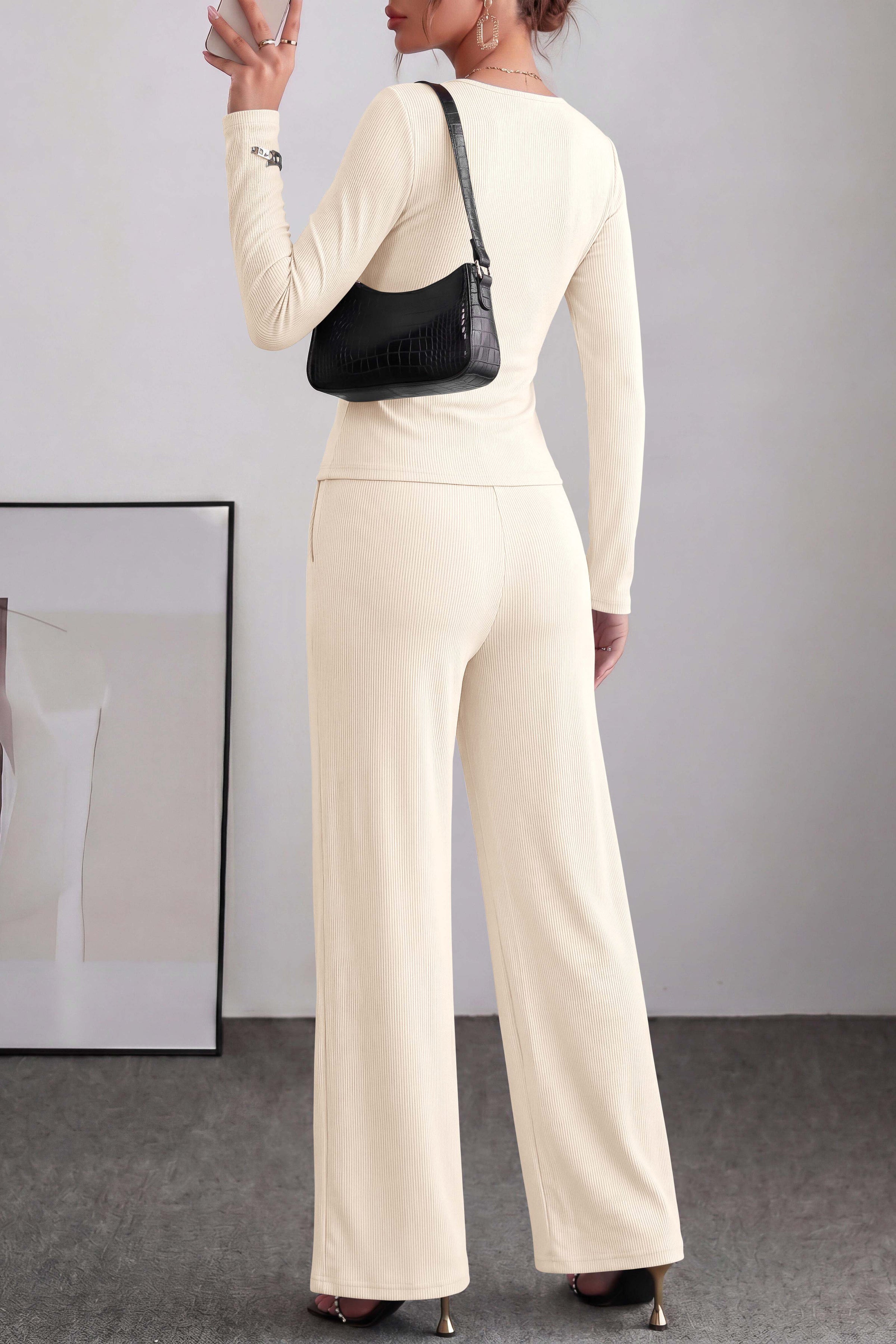 PRETTYGARDEN Women Fall 2 Piece LoungeWear Pant Sets