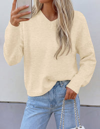 PRETTYGARDEN Women's Fall Fashion V Neck Cozy Sweaters | Soft Stretchy Warm, Chunky Knit Pullover, Loose Fit Long Sleeve Tops, Dressy Casual Blouses,Trendy Holiday Winter Outfits