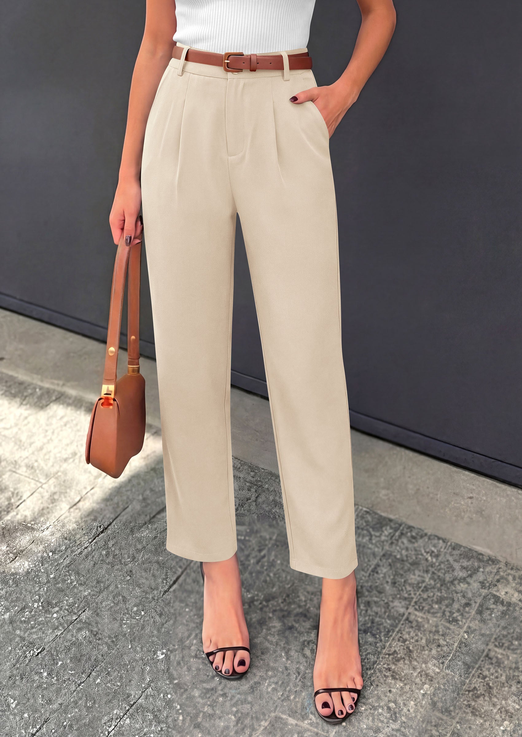 PRETTYGARDEN Womens Dress Pants Summer 2026 Work Clothes Tapered High Waisted Trousers Slacks Pockets Business Casual Outfits
