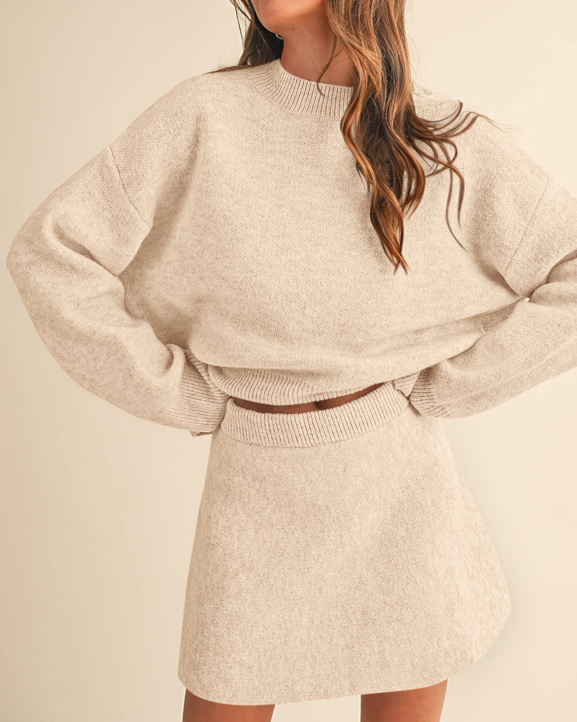 PRETTYGARDEN 2 Piece Sets For Women Sweater Mini Skirt Set