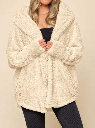 PRETTYGARDEN Women's Winter Warm Coats Hooded Faux Fur Sherpa Jacket  Fuzzy Fleece, Thumb Holes, Long Sleeve Pockets, Teddy Bear Jackets, Trendy Casual Fall Clothes, Holiday Going Out Outfits