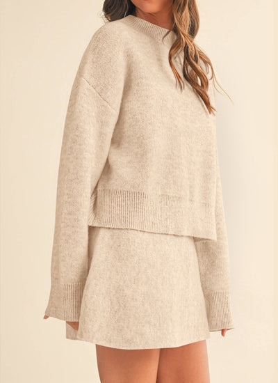 PRETTYGARDEN 2 Piece Sets For Women Sweater Mini Skirt Set