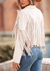 PRETTYGARDEN Women's Fringe Faux Suede Leather Jackets Fashion Tassel Motorcycle Cropped Coats