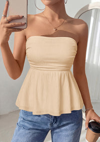 PRETTYGARDEN Womens Tube Tops Trendy Summer Casual Ruffle Hem Cute Tank Tops Going Out Strapless Shirts Vacation Outfits PRETTYGARDEN