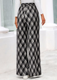 PRETTYGARDEN Casual Women's Pants Elastic Waist Palazzo Long Stretchy Wide Leg Trousers Knit Fall Outfits with Pockets PRETTYGARDEN