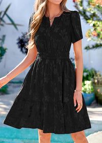 PRETTYGARDEN Womens Summer Mini Dress with Pockets Floral Short Sleeve V Neck Elastic Waist Cute Dresses Beach Sundress