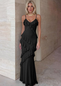 PRETTYGARDEN Women Wedding Guest Cocktail Maxi Dress Spaghetti Strap Sleeveless V Neck Bodycon Mesh Party Summer Outfits
