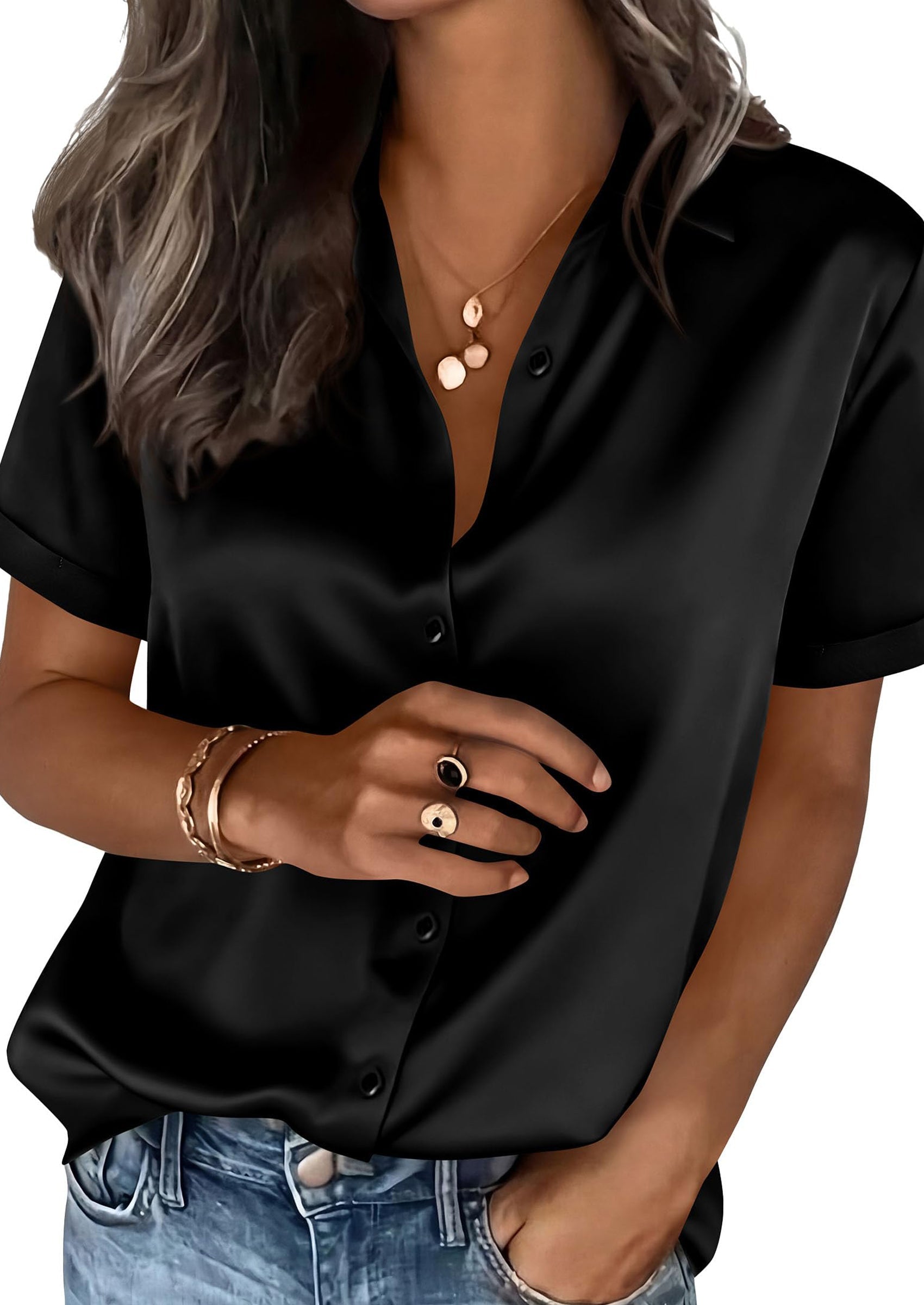 PRETTYGARDEN Women's Summer Button Down Shirts Short Sleeve Work Tops Dressy Blouses Spring Business Casual Outfits PRETTYGARDEN