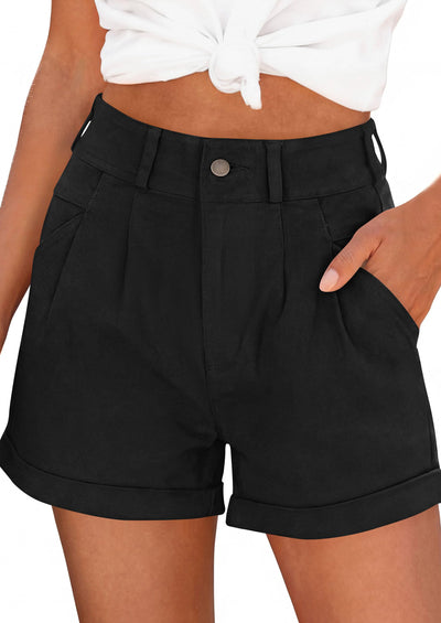 PRETTYGARDEN Womens Shorts Dressy Casual High Waisted Pleated Beach Vacation Tailored Summer Shorts with Pockets