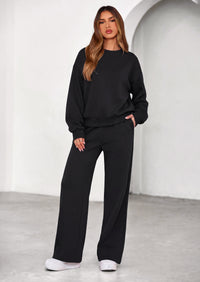 PRETTYGARDEN 2 Piece Lounge Sets for Women Casual Sweatsuits | Soft Stretchy,Drop Shoulder Crew Neck Sweatshirt & Wide Leg Pants,Workout Airport Matching Set Tracksuit,Fall Winter Outfits