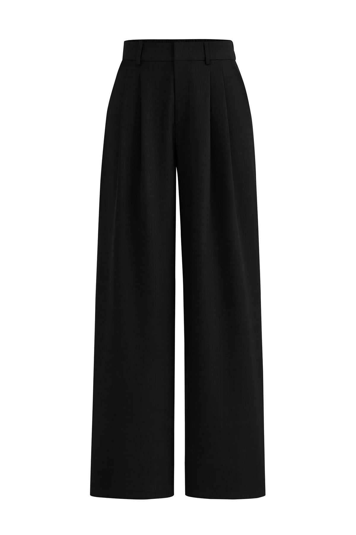 Elastic High Waisted Straight Leg Business Trousers Slacks With Pockets