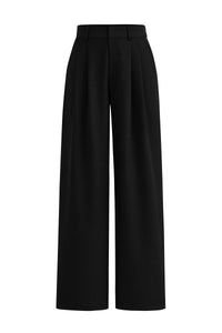 Elastic High Waisted Straight Leg Business Trousers Slacks With Pockets